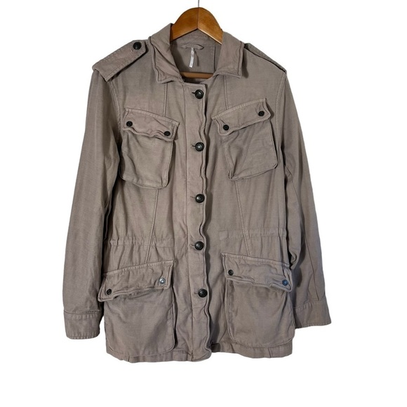 FREE PEOPLE Khaki Not Your Brothers Surplus Utility Jacket - Picture 3 of 11